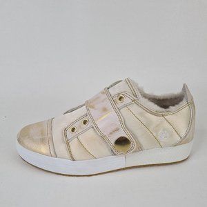 Timberland Gold Ivory Sneaker Casual Fur Womens Shoes Size 6
